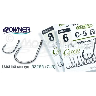 OWNER Крючок Carp Iseama w/eye BC №1 7шт